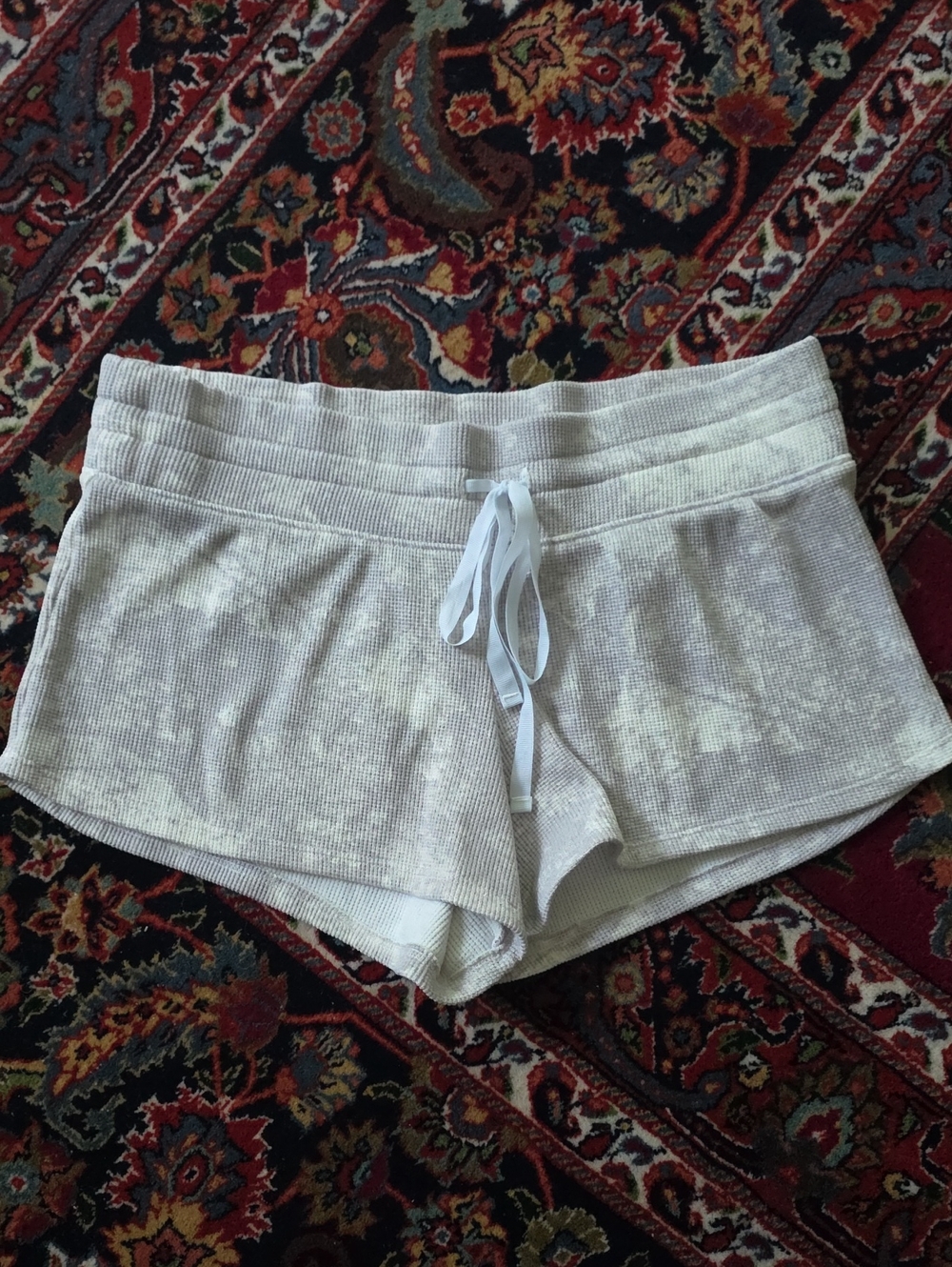 Gilly Hicks Cream Ribbed Drawstring Athletic Shorts